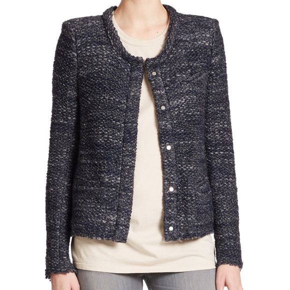IRO Blue Tweed Boucle Carene Jacket Blazer - Picture 3 of 9